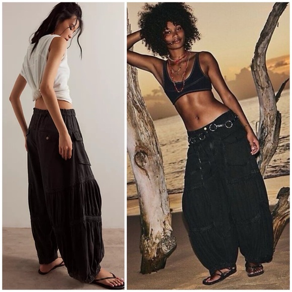 FREE PEOPLE MOVEMENT LAST WORD PARACHUTE PANTS WASHED BLACK SZ M - Picture 10 of 10